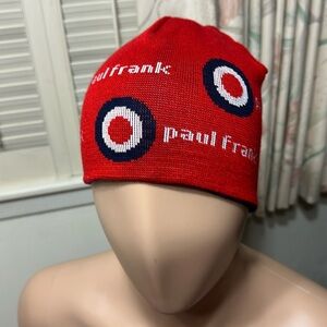 340. Reversible Paul Frank bullseye logo beanie cap vintage